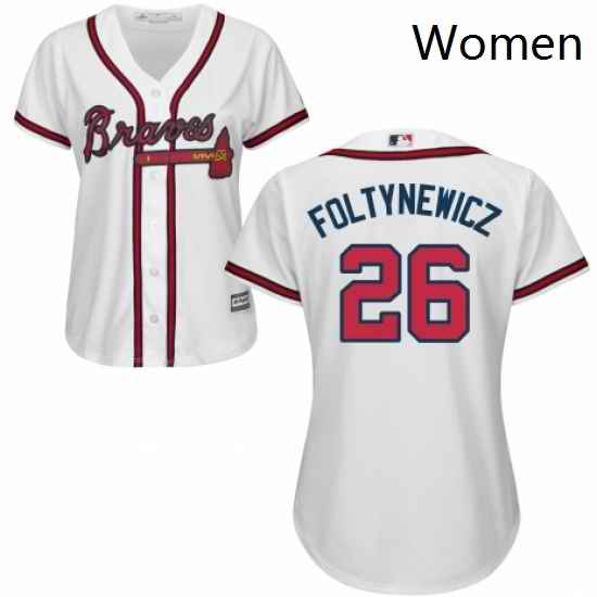 Womens Majestic Atlanta Braves 26 Mike Foltynewicz Replica White Home Cool Base MLB Jersey